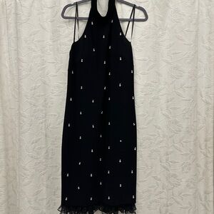 Laundry By Shelli Segal Black Backless Dress with Pearl Details